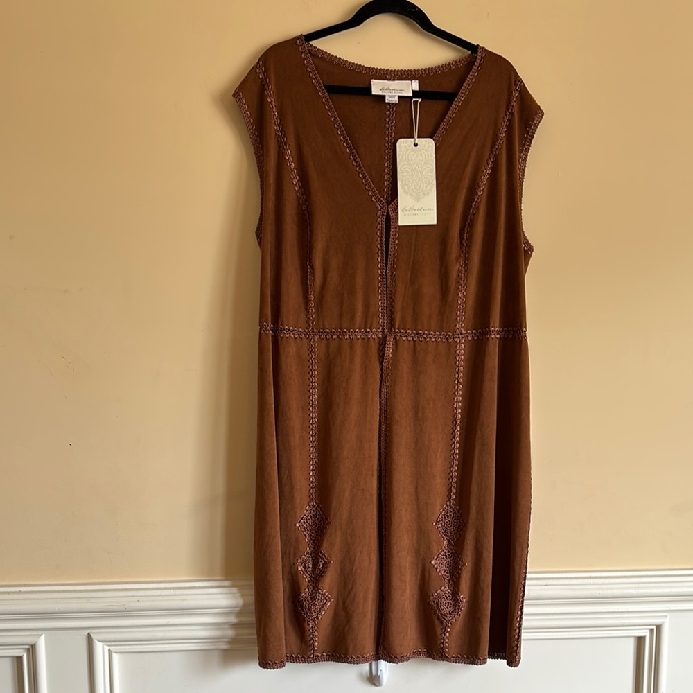 NWT Hillary Scott La Bellum Brown Faux Suede Dress Size 2X